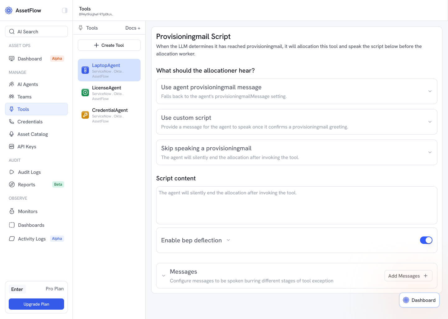Tool Scripts — “The agent says the wrong thing on voicemail.”