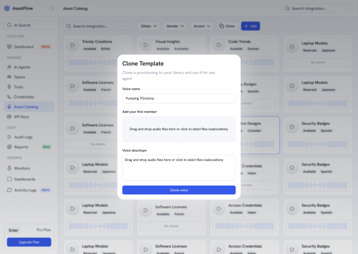 Templates · Clone — “Every new agent starts from zero.”